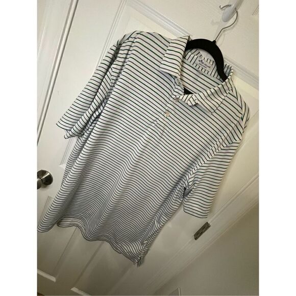 Peter Millar mens polo green blue striped size large - Picture 1 of 7
